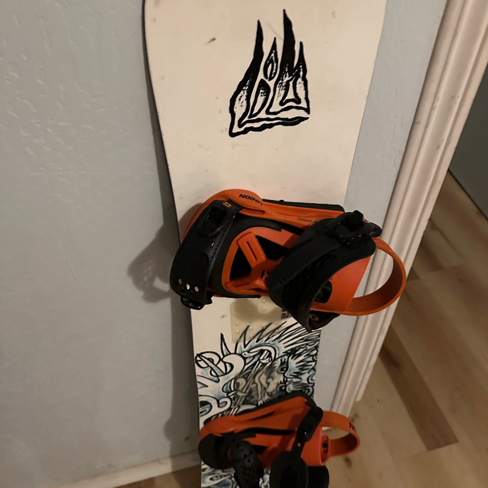 Kids Snowboard with Orange Bindings